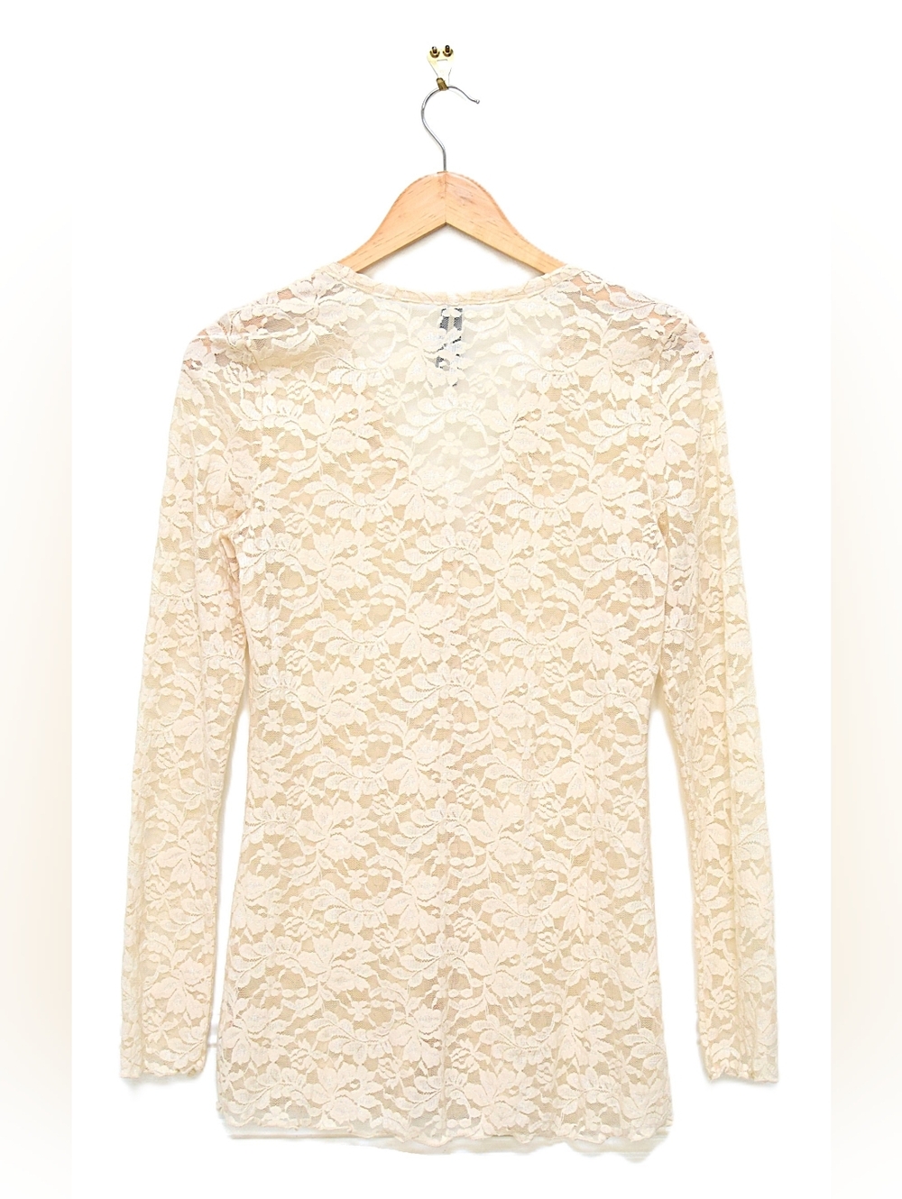 Anthropologie Lace Cardigan Top Sheer Button Front Ivory Sz M Romantic Coquette - Picture 7 of 10